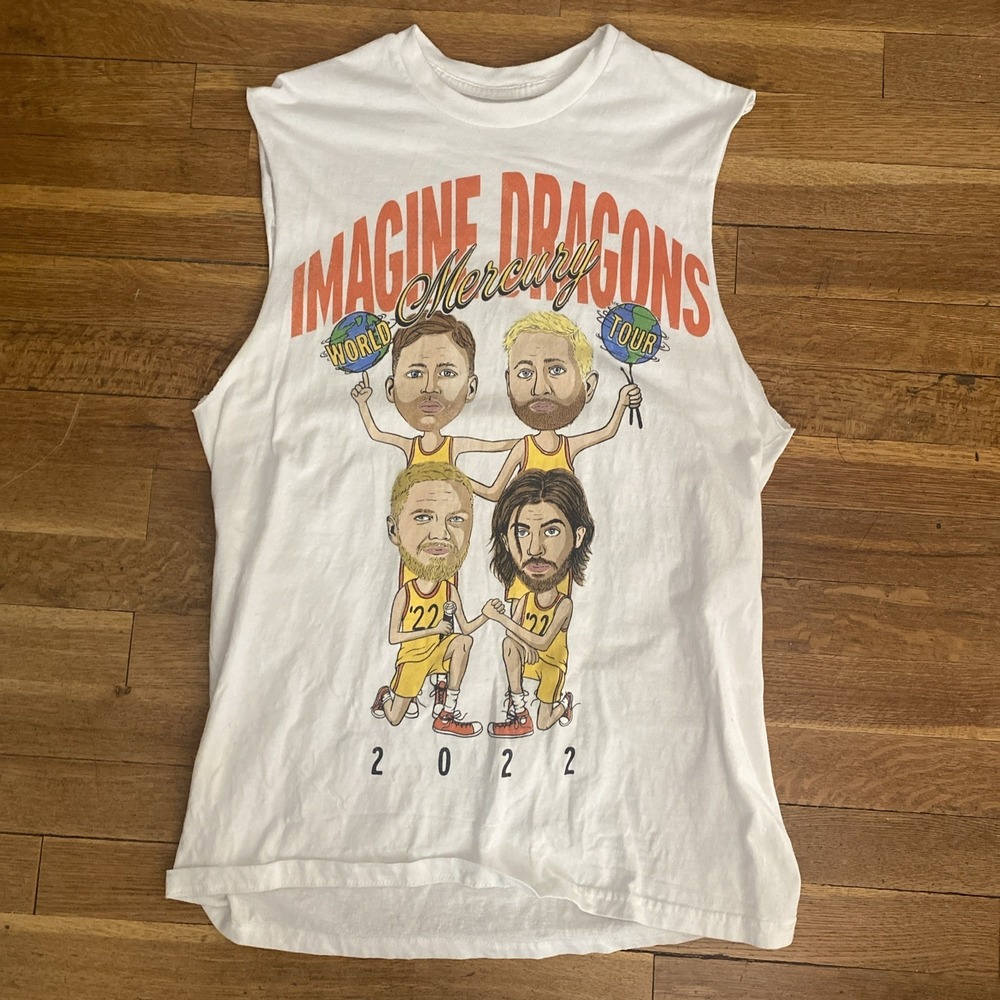 Imagine Dragons Mercury World Tour 2022 Official Crew Sleeveless T Shirt Small